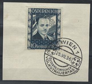 Briefstück - Österr. - 10S DOLLFUSS mit entsprechendem Volkstrauertag - Sonderstempel von Wien 1 aufBriefstück, - Známky a pohlednice