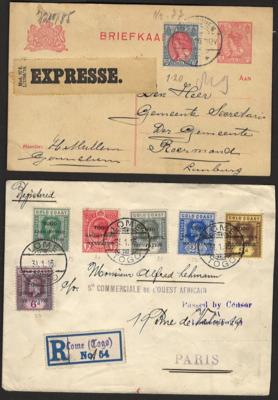 Poststück/Briefstück - Partie Poststücke Europa u. Übersee mit Zensur, - Briefmarken und Ansichtskarten