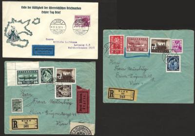 Poststück/Briefstück - Partie Poststücke Österr. I. Rep. mit D.Reich und etwas "Ostmark", - Francobolli e cartoline