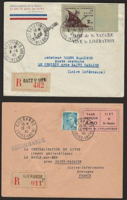 Poststück - D. Besetzung St. Nazaire -4 Rekobriefe, - Briefmarken und Ansichtskarten