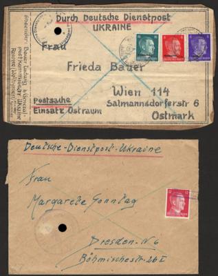 Poststück - D. Dienstpost Ukraine - Partie Bedarfspost, - Francobolli e cartoline
