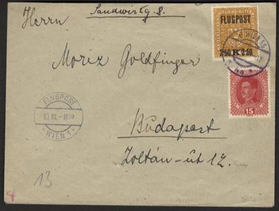 Poststück - Flieger - Kurierlinie Wien - Budapest, - Briefmarken und Ansichtskarten