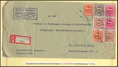 Poststück - Österr. 3 rare Einschreibebriefe mit Aufbrauch deutscher Rekozettel aus GLEISDORF, - Stamps and postcards