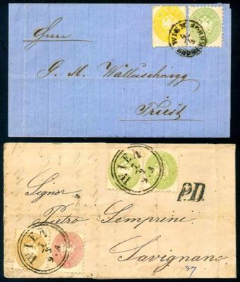 Poststück - Österr. Monarchie - Kl. Partie POststücke Ausg. 1863/64, - Francobolli e cartoline