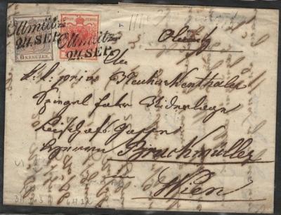 Poststück - Österr. Nr. 3H geripptes Papier + 4 H a. Brief, - Stamps and postcards