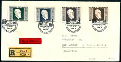 Poststück - Österr. Nr. 776/79 (Renner gezähnt) auf Reko - Express - Kuvert, - Briefmarken und Ansichtskarten