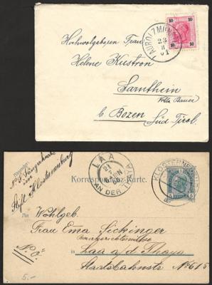 Poststück - Österr. - Partie Poststücke ca 1900/1939, - Briefmarken und Ansichtskarten