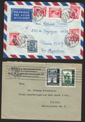 Poststück - Österr. - Partie Poststücke ca. 1945/1960 u. div. Flugpost nach Argentinien, - Briefmarken und Ansichtskarten