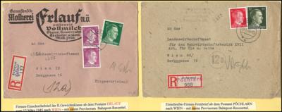 Poststück - Österr - sehr rarer Rekozettel-Aufbrauch Feldpost bzw. Bahnpost aus 1945 aus ERLAUF, - Známky a pohlednice