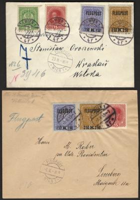 Poststück - Partie Flugpost 1918 - Fliegerkurierlinien Wien - Lemberg vom 6.6. 1918, - Stamps and postcards