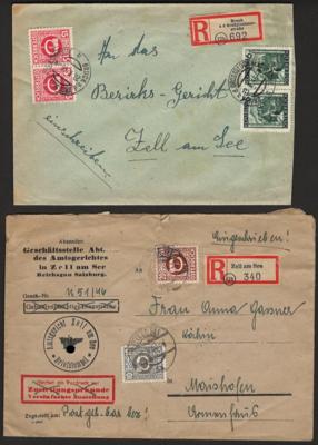 Poststück - Partie frühe Nachkriegsbelege Österr. II Rep. u. etwas Ausland, - Briefmarken und Ansichtskarten