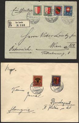 Poststück - Partie Poststücke Schweiz mit Pro Juventute - Frankaturen aus ca. 1913/1959, - Briefmarken und Ansichtskarten