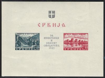** - D. Bes. Serbien - Block Nr. 2I - Briefmarken und Ansichtskarten