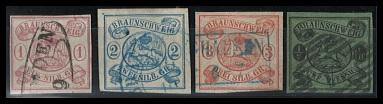 .gestempelt - altd. Staaten - Braunschweig Nr. 1/3, - Briefmarken und Ansichtskarten