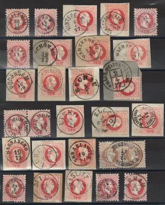 .gestempelt/Briefstück - Österr. Monarchie - Partie Abstempelungen und Entwertungen meist Ausg. 1867, - Briefmarken und Ansichtskarten