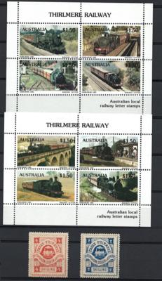 **/*/gestempelt - Motiv EISENBAHN - Partie Railway letter stamps und Vignetten, - Briefmarken und Ansichtskarten