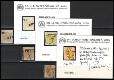 .gestempelt - Österr. Nr. 1H - 3 vollrandige Stücke in den Typen 1a, - Stamps and postcards