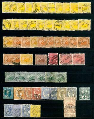.gestempelt/*/**/Poststück - Partie Brit. Kolonien in Australien, - Stamps and postcards