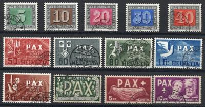 .gestempelt - Schweiz Nr. 47/69 (PAX-Serie) F - Stamps and postcards