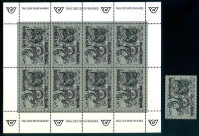 ** - Österr. - Partie moderne Schwarzdrucke - KLEINBÖGEN und etwas Einzelwerte EURO und ATS, - Stamps and postcards