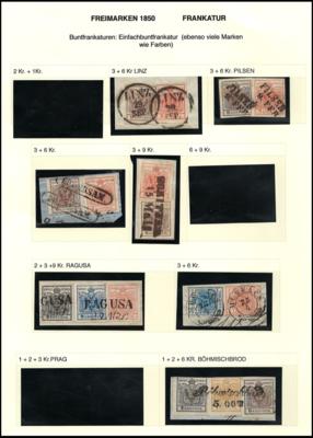 Briefstück/Poststück/gestempelt - Österr. Ausg. 1850 - Kl. Partie Buntfrankaturen, - Stamps and postcards