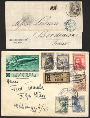 Poststück/Briefstück - Partie Poststücke Österr. ab Monarchie u.a. mit 2 Postausweisen mit Bauten - Frankaturen, - Stamps and postcards