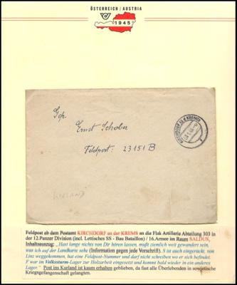 Poststück - D. Feldpost ins Kurland/ KIRCHDORF - Briefmarken und Ansichtskarten