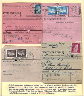 Poststück - D. Feldpost Kurland 2 Feld/Postanweisungen über den See- bzw. Luftweg nach KITZBÜHEL bzw. ANTHERING, - Francobolli e cartoline