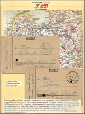 Poststück - D. Feldpost KURLAND (FRAUENBURG Aug./Sept. 44) nach WIEN, - Známky a pohlednice