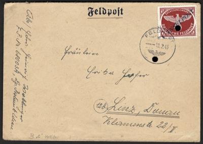 Poststück - D. Feldpost WK II - Nr. 10B (Agram) auf Feldpostbrief der Fpnr. 68003A nach Wien vom 10.2. 1945, - Briefmarken und Ansichtskarten