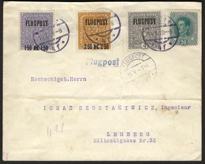 Poststück - Flieger - Kurierlinie Wien - Lemberg, - Francobolli e cartoline