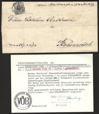 Poststück - Österr. Nr. 2 H grauschwarz, - Stamps and postcards