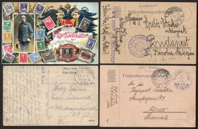 Poststück - Partie Österr. Feldpost WK I u.a. mit Marine, - Briefmarken und Ansichtskarten
