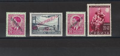 **/*/(*) - D. Bes. WK II - Sammlung Serbien, - Briefmarken und Ansichtskarten