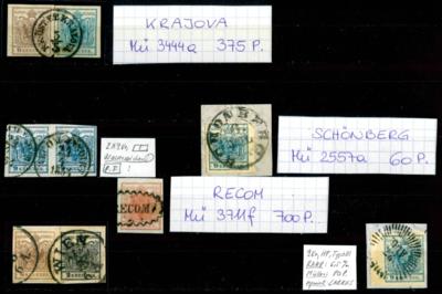 .gestempelt/Briefstück - Österr. kl. Partie Dubl. Abstempelungen u. Besonderheiten u.a. Stpl. K. K.ÖST. F. P. KRAVOLA/3.5., - Briefmarken und Ansichtskarten