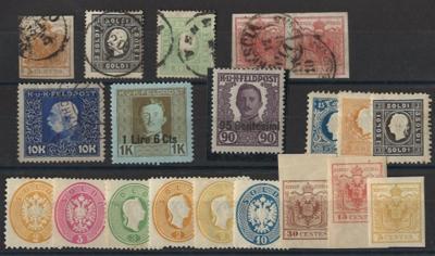 .gestempelt/*/(*) - Kl. Sammlung Lombardei mit Levante und etwas Feldpost, - Briefmarken und Ansichtskarten
