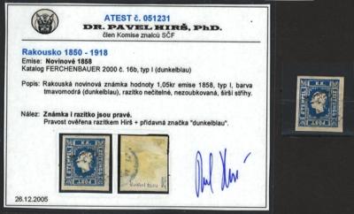 .gestempelt - Österr. Nr. 16 (dunkelblau) allseits vollrandiges Prachtstück, - Stamps and postcards