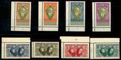 ** - Liechtenstein Nr. 82/89 (Regierungsjubiläum) Eckrand- bzw. Randstücke, - Briefmarken und Ansichtskarten