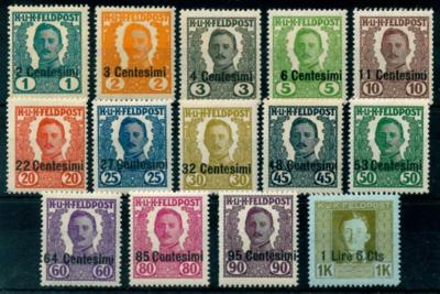 ** - Österr. Feldpost Italien nicht verausgabte Nr. I/XIV, - Stamps and postcards