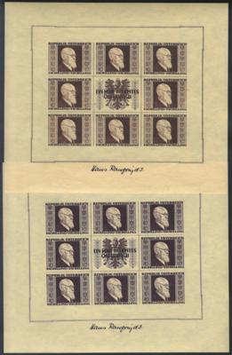 ** - Österr. RENNERBLOCK mit div. Unebenh., - Stamps and postcards