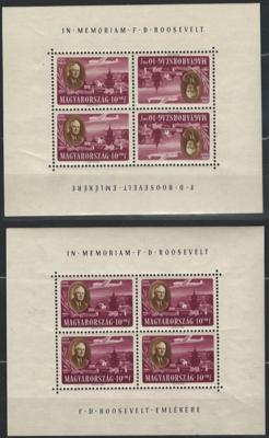 **/* - Partie meist Blockausgaben Ungarn ab 1934 u.a. mit Bl. Nr. 1, - Stamps and postcards