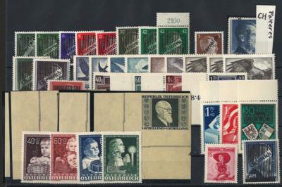 ** - Sammlung Österr. 1945/1976 mit Gitter (Fotoattest Kovar) - 5 RM Grazer mager - RENNER geschnitten, - Francobolli e cartoline