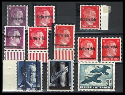 **/* - Sammlung Österr. 1945/67 u.a. mit Gitter - Grazer (Prüfungsmitteilung Zenker) - Trachten II - Flug 1950/53, - Francobolli e cartoline