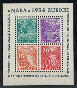 ** - Schweiz Block Nr. 1 (NABA 1934), - Známky a pohlednice