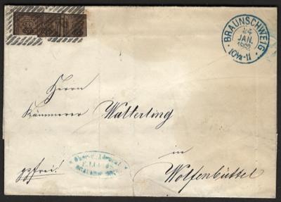 Poststück - Braunschweig Nr. 9 Halbierung + Viertelung attraktiv auf Brief nach Wolfsbüttel, - Stamps and postcards