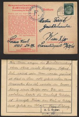 Poststück - D.Reich - KZ Oranienburg - Vordruckkarte über die Lagerzensurf nach Wien vom 10.8. 1940, - Stamps and postcards