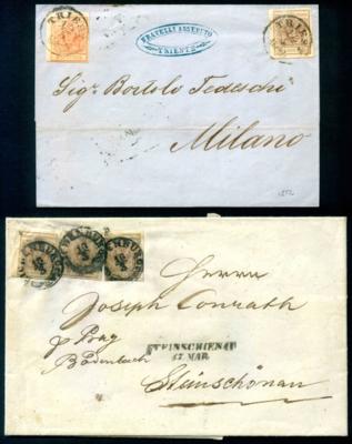 Poststück - Österr. - Ausg. 1850 - Partie Briefe, - Stamps and postcards
