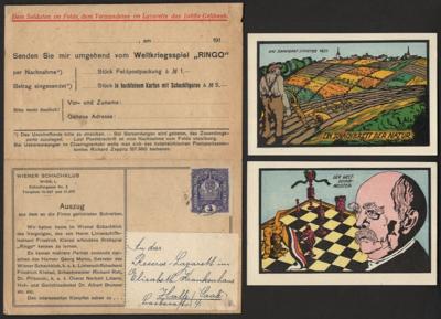 Poststück - Schach Österreich ca. 1916ungewöhnl. Doppelkarte an das Res. Lazarett in Halle/Saale, - Briefmarken und Ansichtskarten