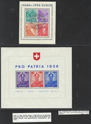 */gestempelt/Poststück - Sammlung Schweiz mit besseren Flugwerten und Blöcken, - Briefmarken und Ansichtskarten