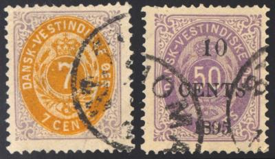 .gestempelt - Sammlung DänischWestindien Ausg. 1866/1907, - Francobolli e cartoline